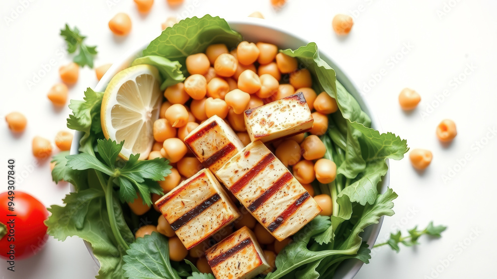 Grilled Tofu Salad with Chickpeas Grilled Tofu Salad with Chickpeas