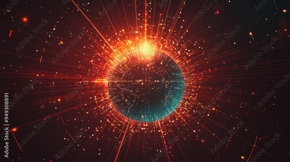 Obraz premium background Innovation network points Earth's surface wave background Abstract digital wave background information technology background The background is the background. gradient wave digital wave ban