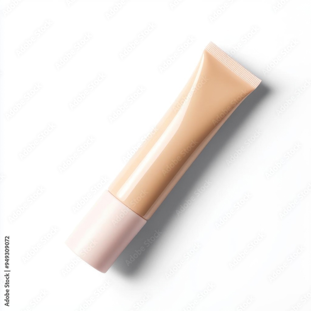 Elegant cosmetic tube with beige foundation, perfect for makeup artistry and beauty product displays. Elegant cosmetic tube with beige foundation, perfect for makeup artistry and beauty product displays.