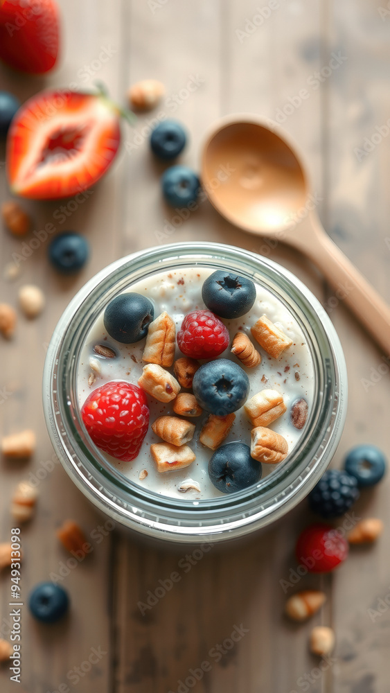 Delicious and healthy breakfast parfait with yogurt, berries and granola Delicious and healthy breakfast parfait with yogurt, berries and granola