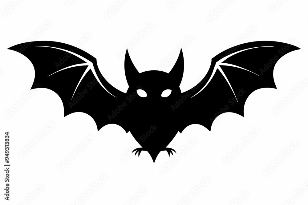 Halloween bat. Black silhouette Halloween bat vector illustration ...