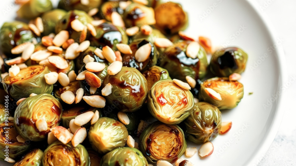 Roasted Brussel Sprouts with Almonds and Balsamic Glaze Roasted Brussel Sprouts with Almonds and Balsamic Glaze
