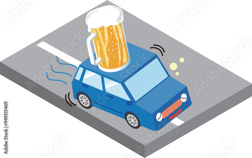 飲酒運転する車のイメージイラスト