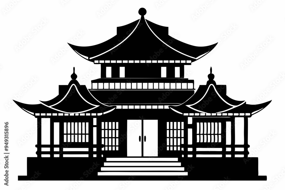 Chinese house silhouette vector illustration, black chinese building
Chinese house silhouette vector illustration, black chinese building