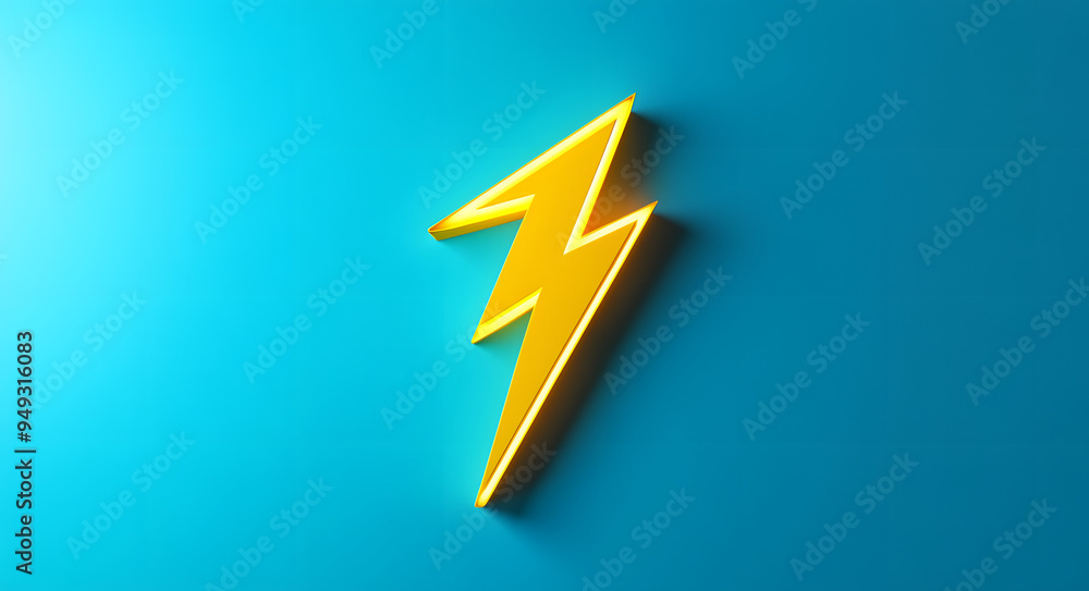 Yellow Neon Lightning Bolt Icon on a Blue Background, Symbolizing Power, Energy, and Modern Technology, Ideal for Themes of Electricity, Innovation, and Digital Design, Perfect for Use in Branding, UI Yellow Neon Lightning Bolt Icon on a Blue Background, Symbolizing Power, Energy, and Modern Technology, Ideal for Themes of Electricity, Innovation, and Digital Design, Perfect for Use in Branding, UI