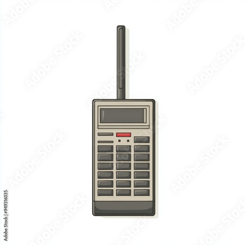 An illustration of a 80s mobile phone with a keypad and antenna.