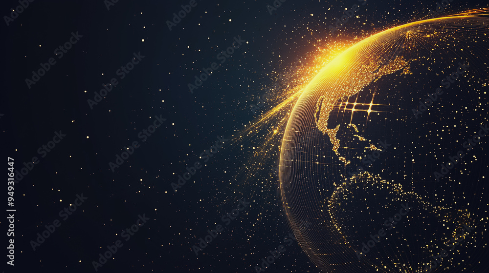 Obraz premium Abstract colorful business connection of lines from nodes It is connected to endless nodes and represents the innovation of communication cyber security in the network with black background