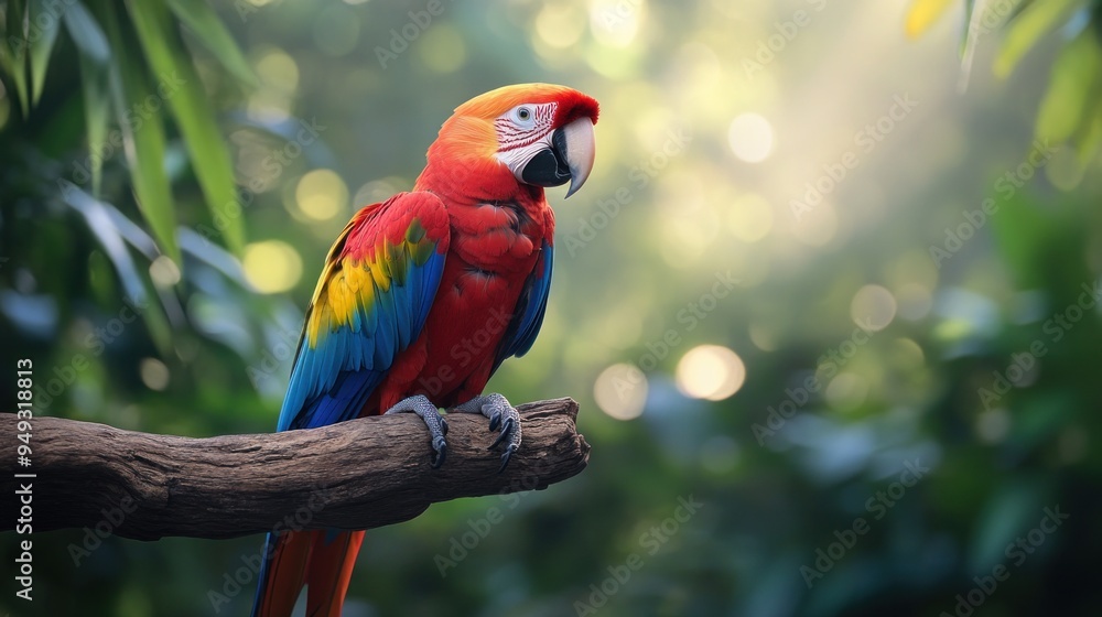 Obraz premium Scarlet Macaw Perched on a Branch