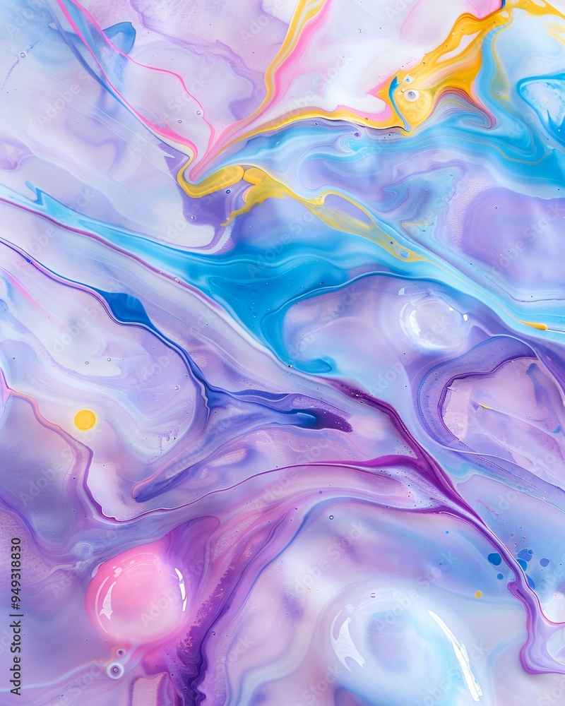Abstract swirl of purple, blue and yellow paint Abstract swirl of purple, blue and yellow paint