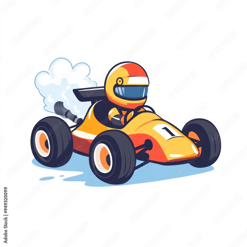 Cartoon Illustration of a Race Car Driver Cartoon Illustration of a Race Car Driver