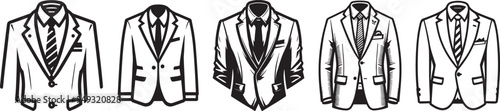 Professional white blazer suit silhouette vector elegant design set.