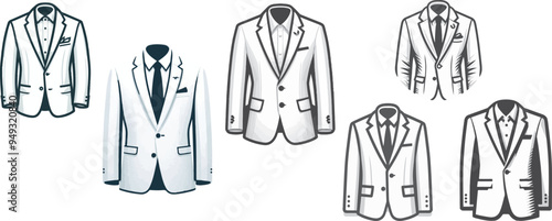 white blazer suit vector elegant design set.