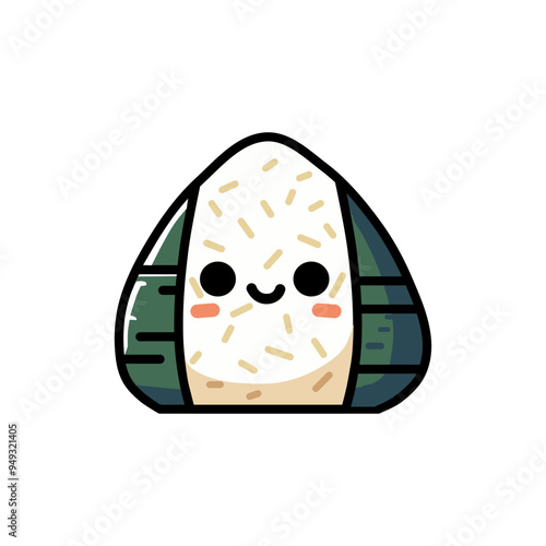cute onigiri illustration vector in cartoon style isolated on white background