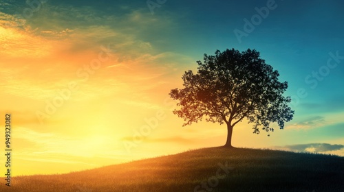 Solitary Tree at Sunset