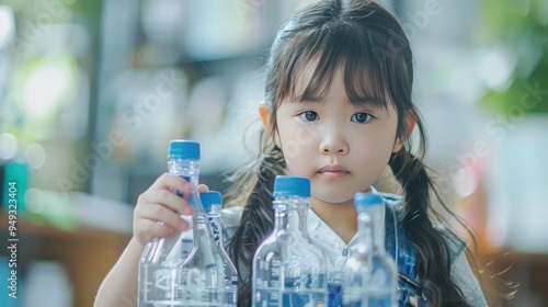 Young Girl Holding Water Bottles