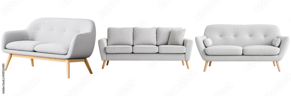 Modern Grey Sofa Set Isolated on Transparent Background Modern Grey Sofa Set Isolated on Transparent Background