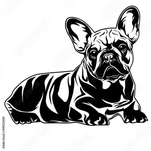 French Bulldog | Animal Pet | Purebred | Laying French Bulldog | Bulldog | French Bulldog Face | Frenchie | Domestic Animal | Original Illustration | Vector and Clipart | Cutfile and Stencil