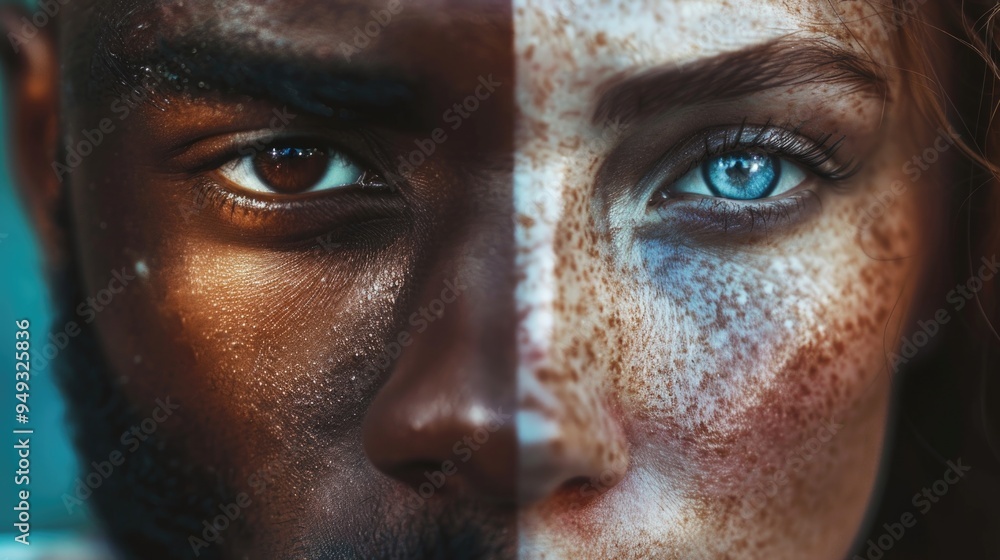 A close-up shot of a person's face with distinct freckles, ideal for use in personal or editorial projects A close-up shot of a person's face with distinct freckles, ideal for use in personal or editorial projects
