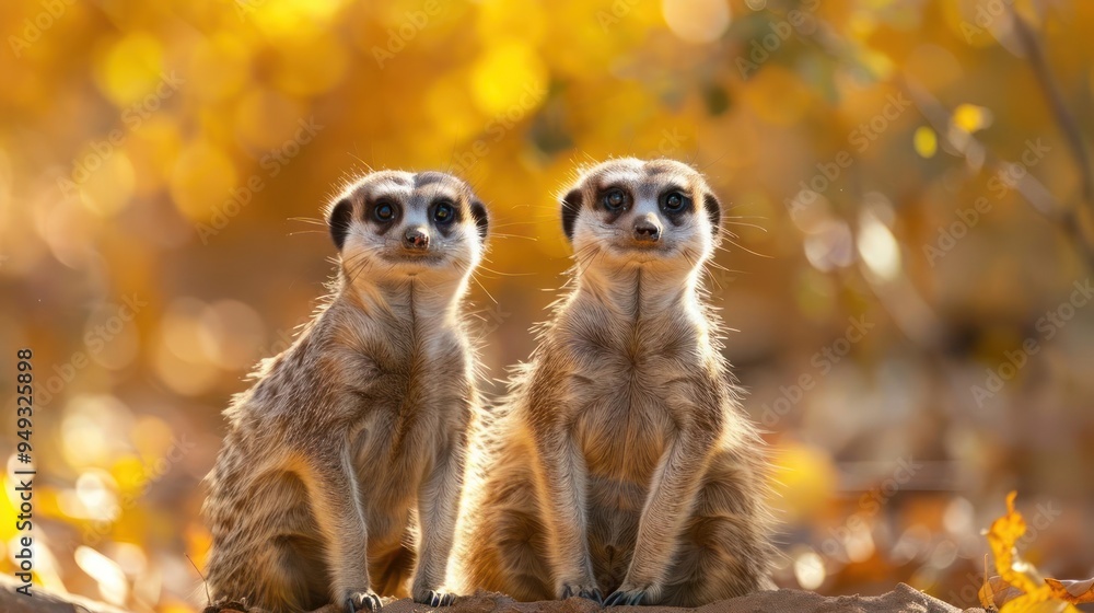 Two adorable meerkats sitting together. Two adorable meerkats sitting together.