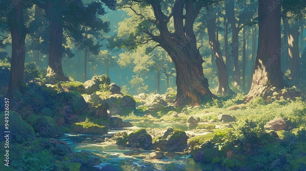 Fototapeta premium 緑豊かな森の小川11