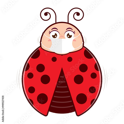 ladybug wear medical mask cartoon cute