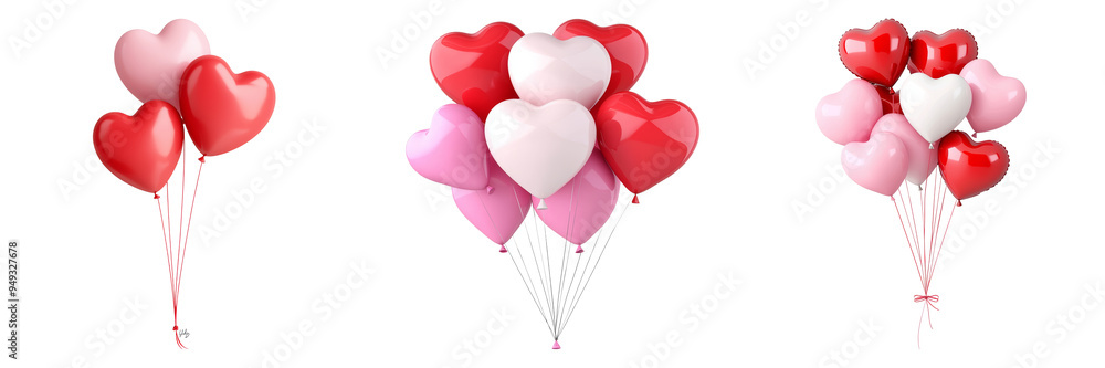 Heart Shaped Balloons Cluster Isolated on Transparent Background Heart Shaped Balloons Cluster Isolated on Transparent Background