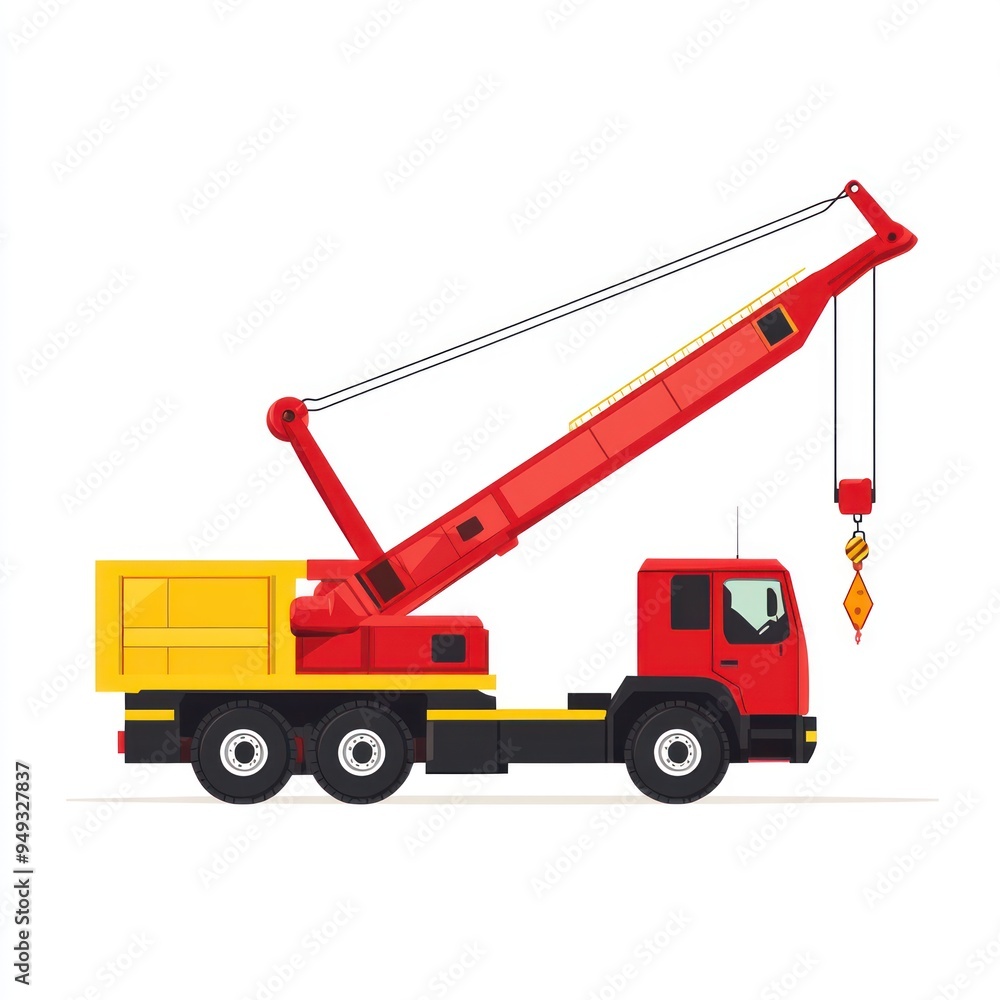Red and Yellow Crane Illustration Red and Yellow Crane Illustration