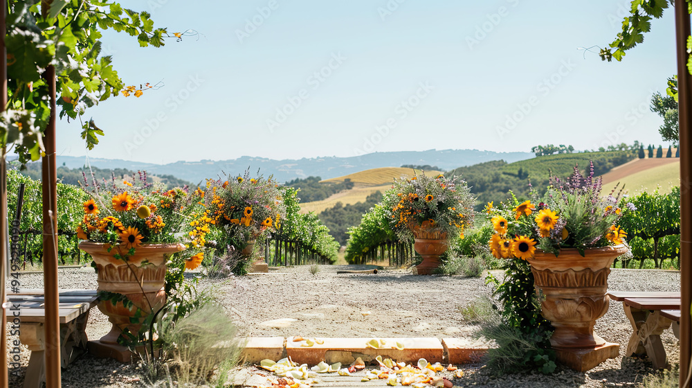 Fototapeta premium Vineyard Romance: Mediterranean Wedding Florals