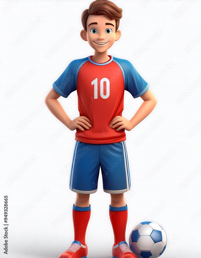 Hyper-Realistic 3D Portrait of a Young Footballer. Human people feelings expression concept Hyper-Realistic 3D Portrait of a Young Footballer. Human people feelings expression concept