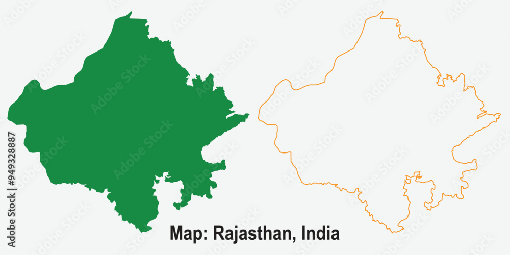 Map rajsthan india vector outline Map rajsthan india vector outline
