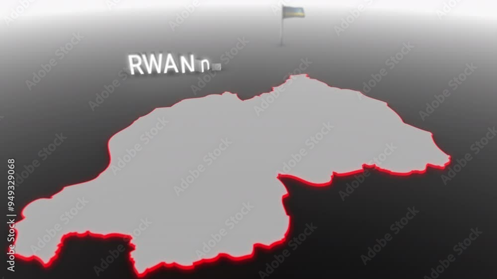 3d animated map of Rwanda gets hit and fractured by the text “Violence” 3d animated map of Rwanda gets hit and fractured by the text “Violence”