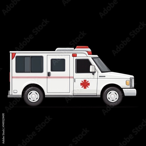 White Emergency Medical Vehicle Illustration