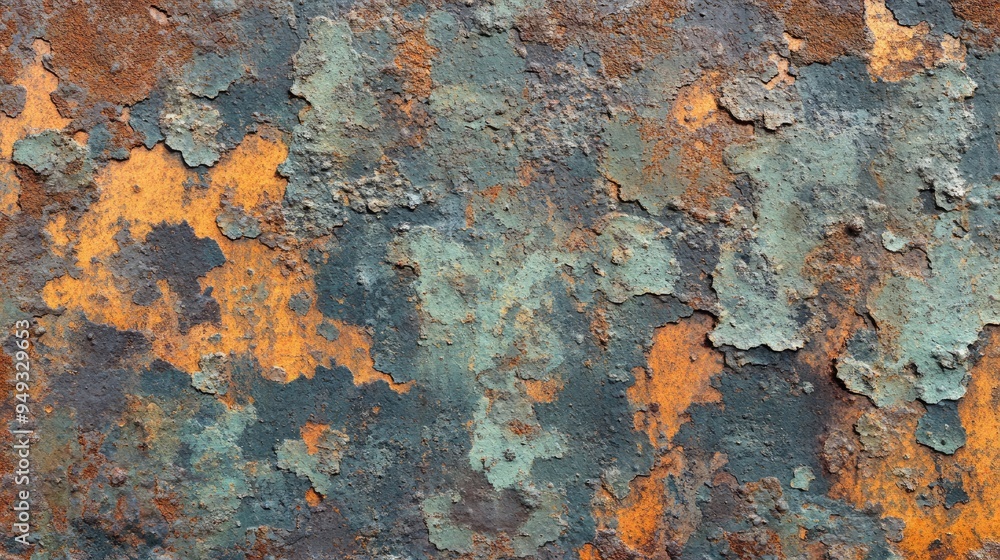 Detailed texture of rust and patina on metal, showcasing the natural aging process with a mix of deep browns