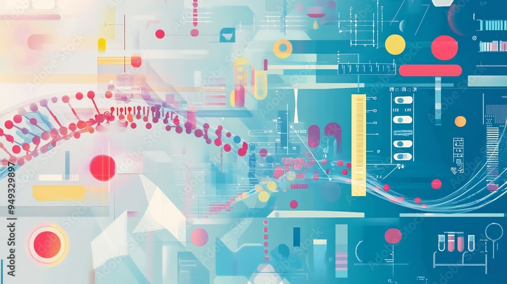 Conceptual illustration of personalized medicine with DNA strands and tailored treatment plans visualized Conceptual illustration of personalized medicine with DNA strands and tailored treatment plans visualized