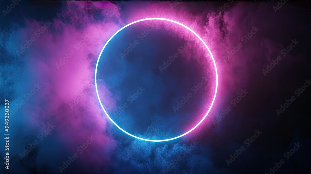 Futuristic neon light circle hovering in the night sky, casting a soft, ethereal glow against the dark backdrop, Futuristic neon light circle hovering in the night sky, casting a soft, ethereal glow against the dark backdrop,