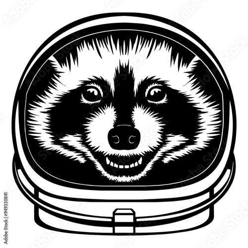 Raccoon In Astronaut Helmet