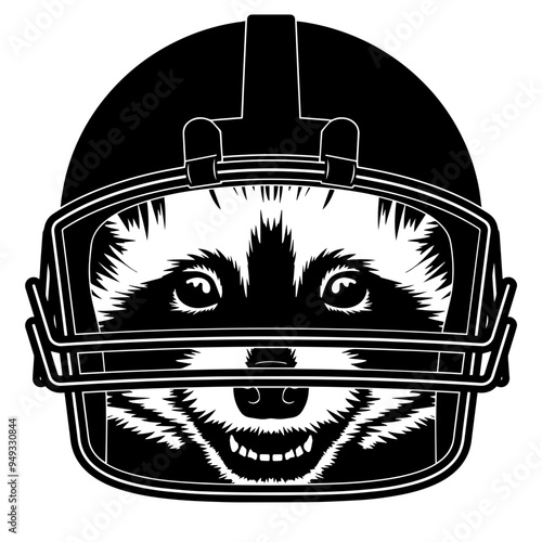 Raccoon In Football Helmet