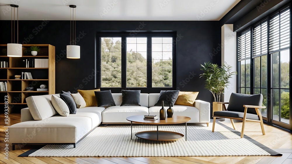 Minimalist modern living room design, modern interior concept. Minimalist modern living room design, modern interior concept.
