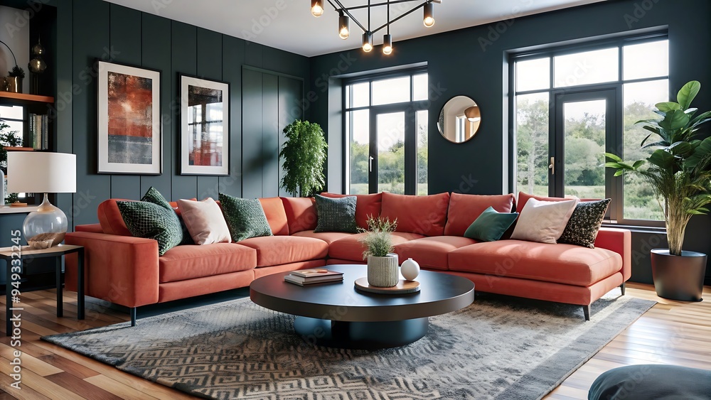 Minimalist modern living room design, modern interior concept. Minimalist modern living room design, modern interior concept.