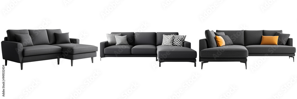 Fototapeta premium Modern Sofa Set Isolated on Transparent Background