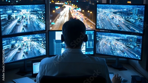 Photograph of an IoT enabled traffic management center displaying real time data and analytics to monitor and optimize a city s transportation network and infrastructure
