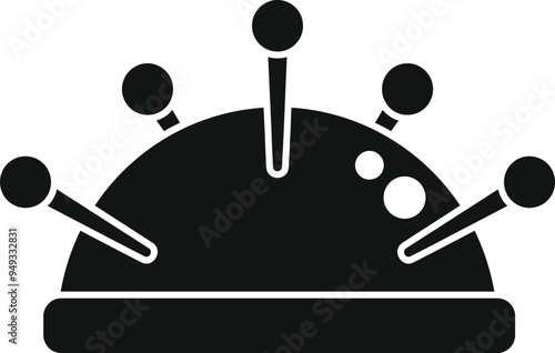 This is a silhouette of a pincushion with sewing pins sticking out of it