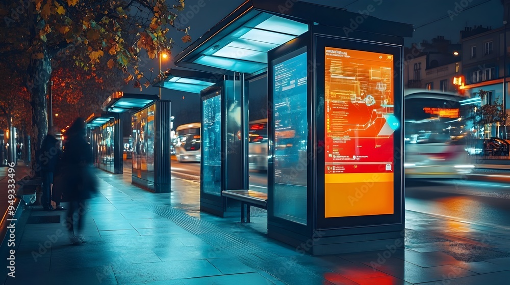 Modern bus stops equipped with IoT technology that provide real time ...
