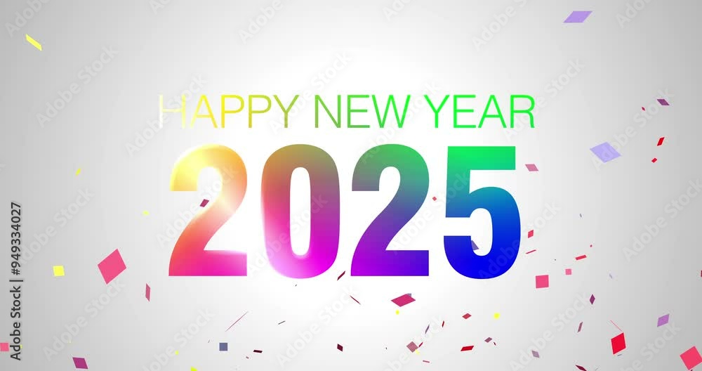 Confetti, happy new year 2025 and festive effect for party, carnival and event on white background for celebration. Particles, textures and wallpaper with animation, digital motion and color glitter Confetti, happy new year 2025 and festive effect for party, carnival and event on white background for celebration. Particles, textures and wallpaper with animation, digital motion and color glitter