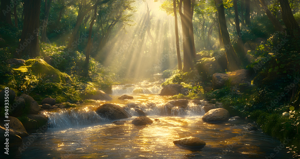 The Sun Shines Through the Forest with Light on the Leaves, Creating a Tranquil and Serene Natural Scene
The Sun Shines Through the Forest with Light on the Leaves, Creating a Tranquil and Serene Natural Scene