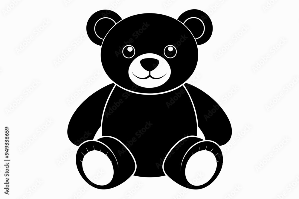 Teddy bear vector silhouette, Cute black teddy icon Teddy bear vector silhouette, Cute black teddy icon