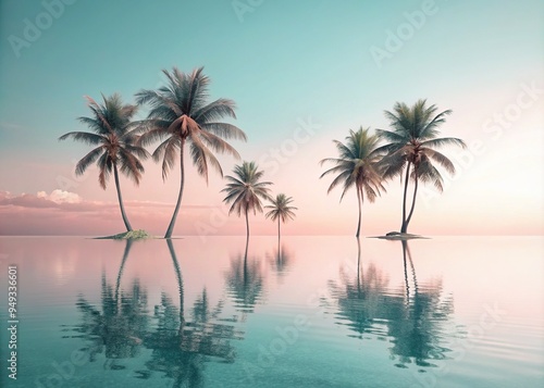 Tropical Oasis Tranquil Minimalist Soft Pastels Monochromatic