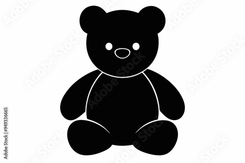 Teddy bear vector silhouette, Cute black teddy icon