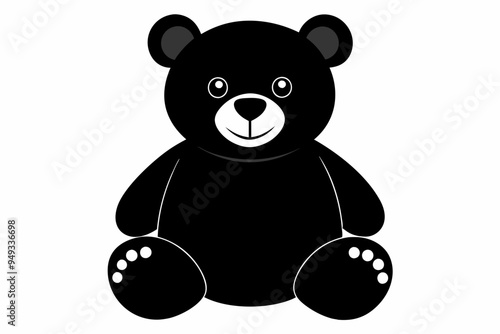 Teddy bear vector silhouette, Cute black teddy icon