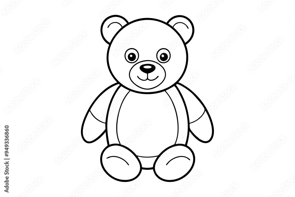 Naklejka premium Teddy bear line art vector, Cute teddy outline icon